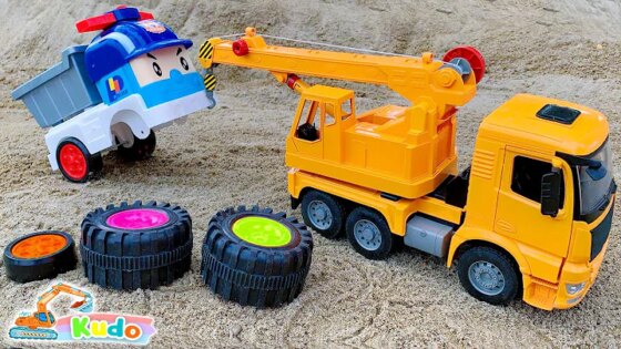 DIY Crane Truck Rescues Accident Tayo Vehicle Toys Kudo Truck Toys