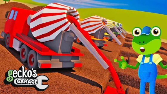 Learn Colors With Cement Mixer Trucks!・Gecko's Garage・Truck Cartoons For Kids・Learning For Toddlers